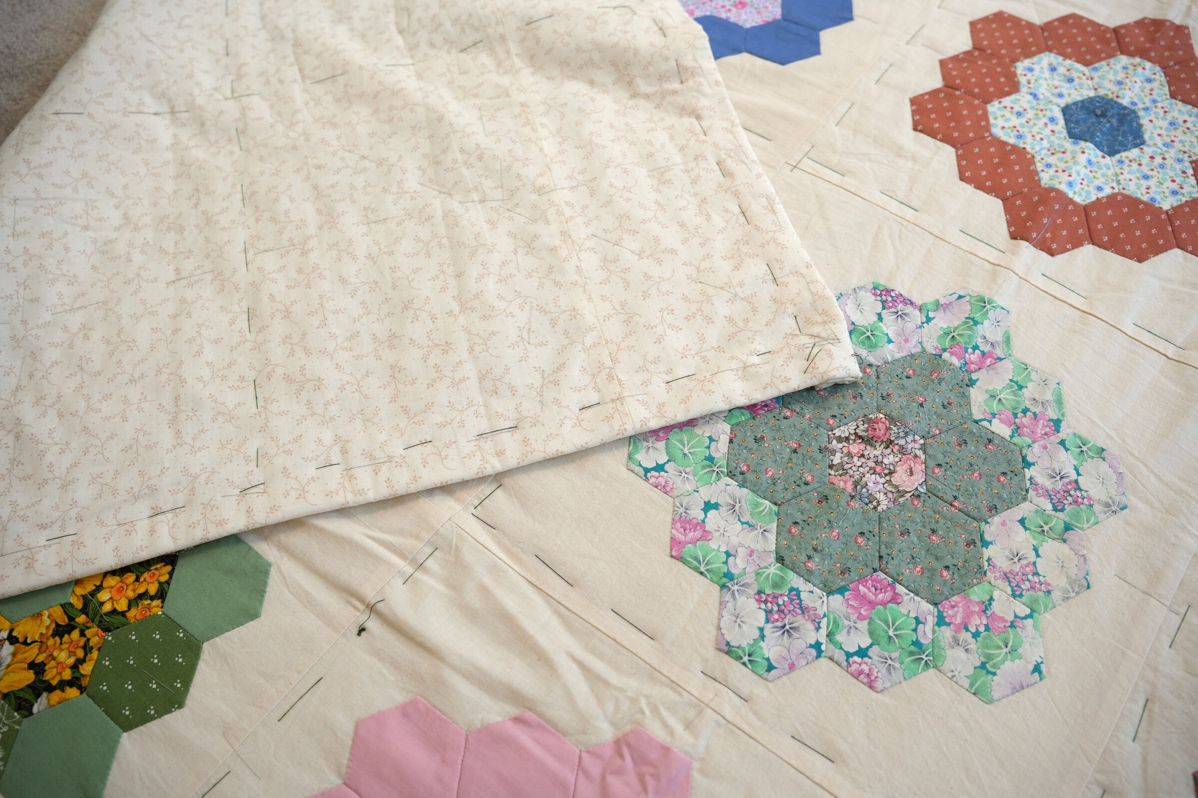 Handsewn Grandmas Flower EPP Quilt