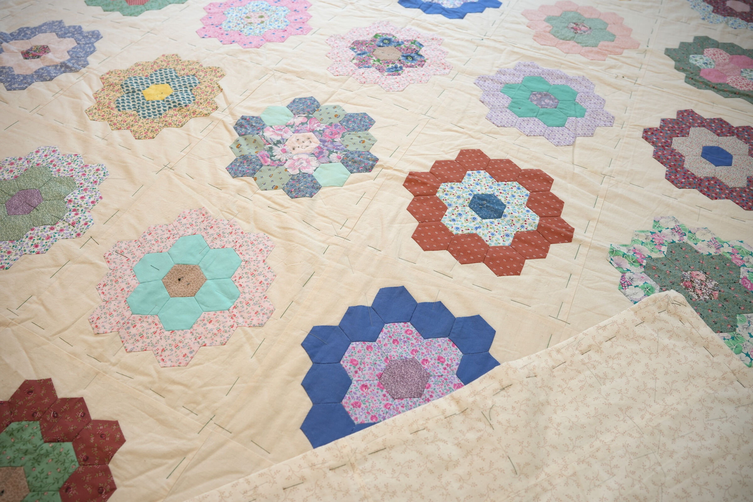 Handsewn Grandmas Flower EPP Quilt