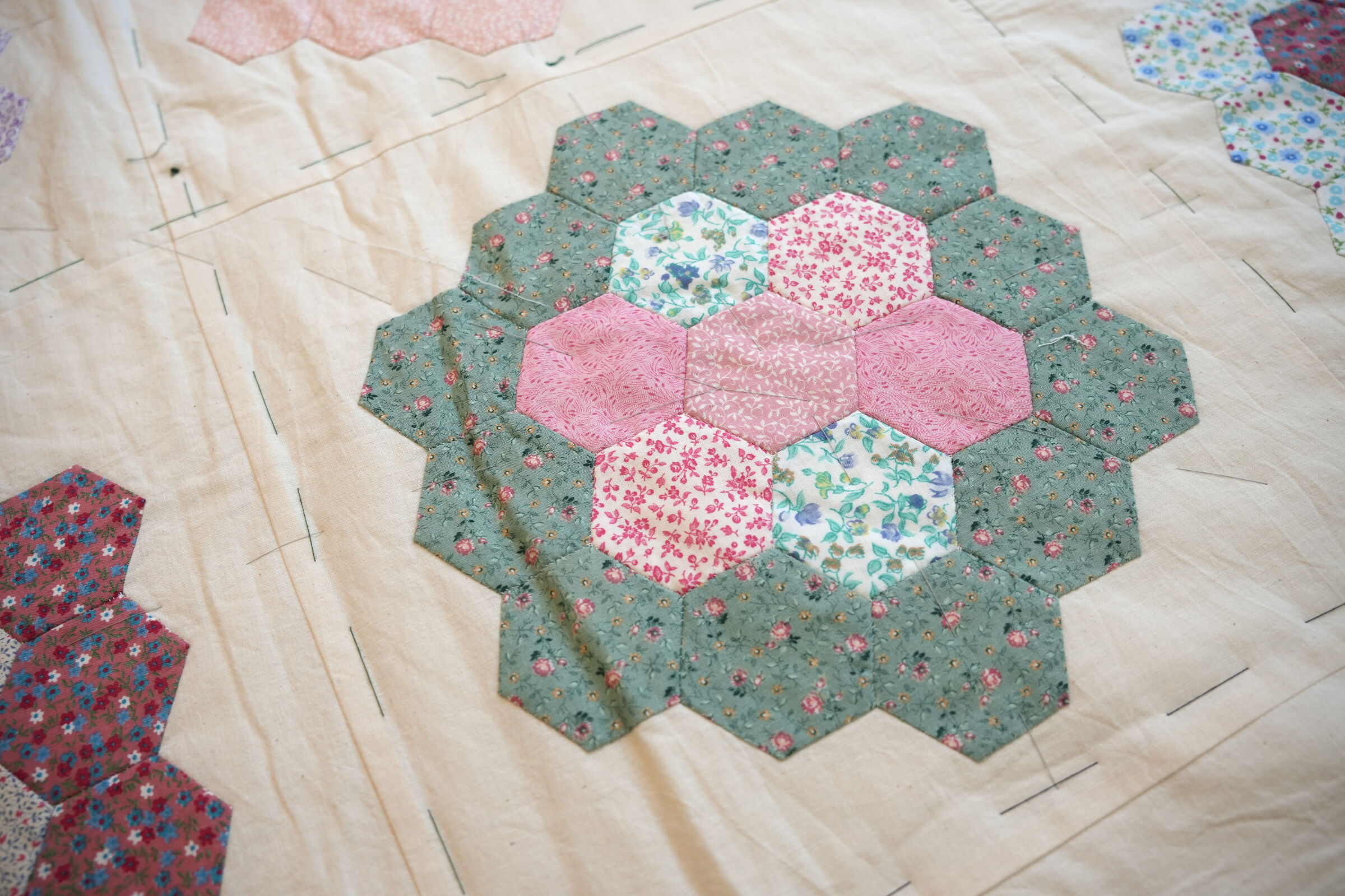 Handsewn Grandmas Flower EPP Quilt