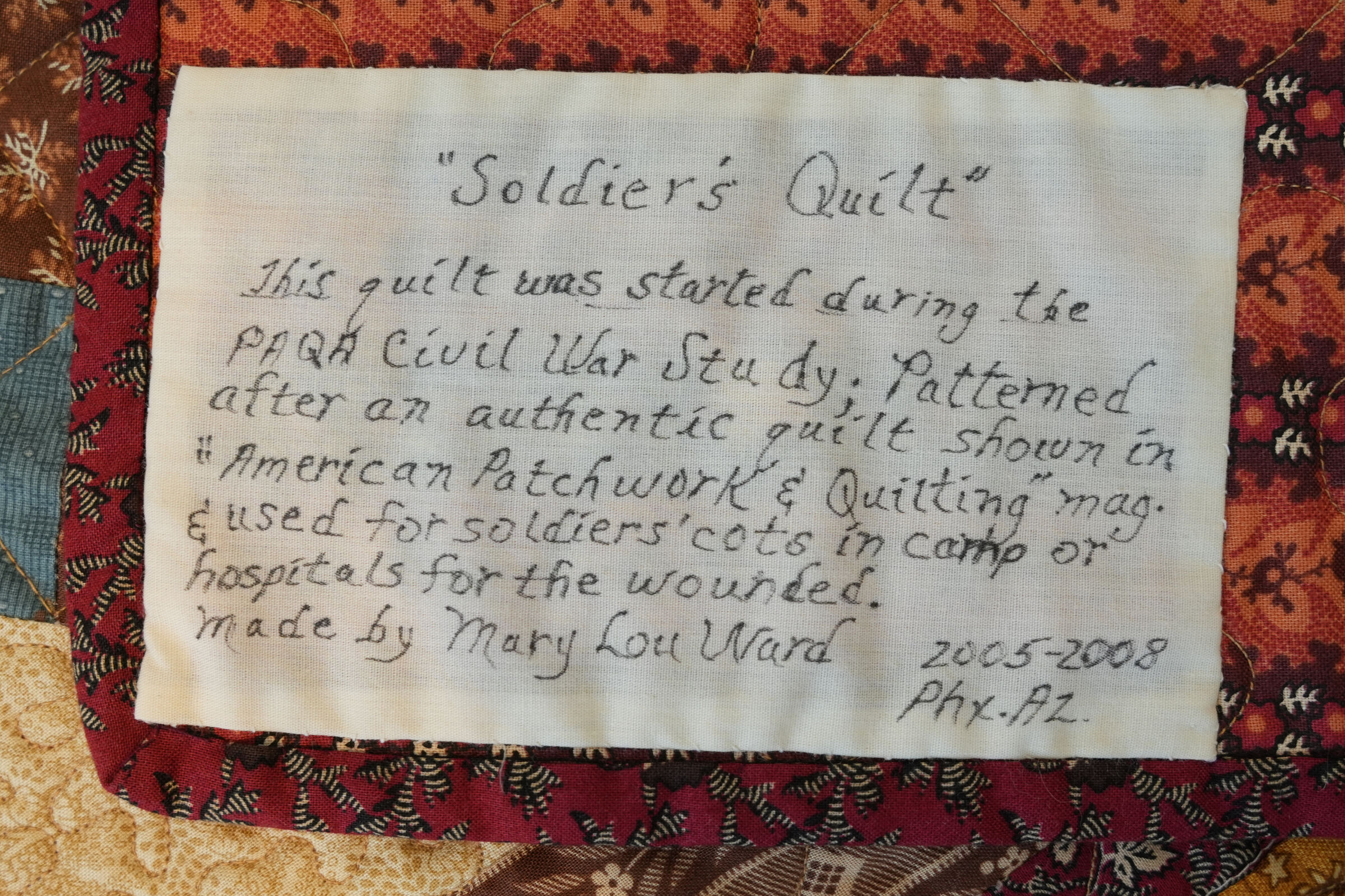 Mary Lou Ward Soldiers Quilt