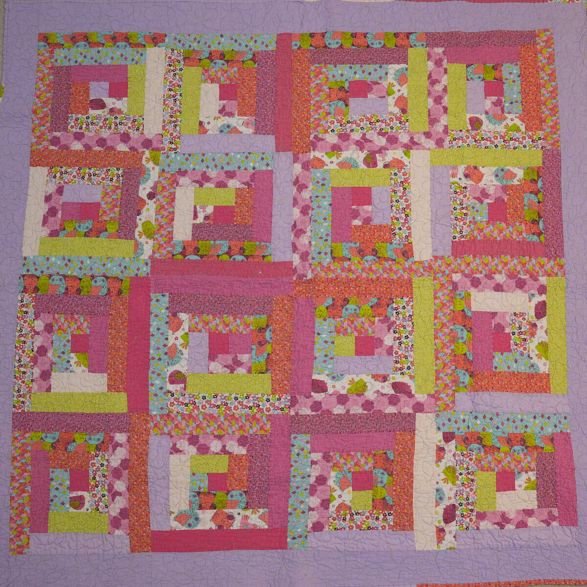 First Machine Sewn Log Cabin Quilt 2018