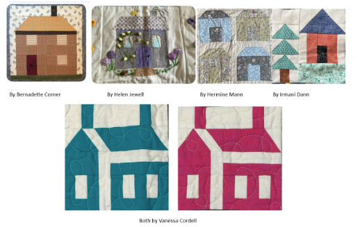 Small quilts depicting houses